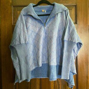 NWOT Free People One Shiloh Pullover Zip Oversized Ribbed Top